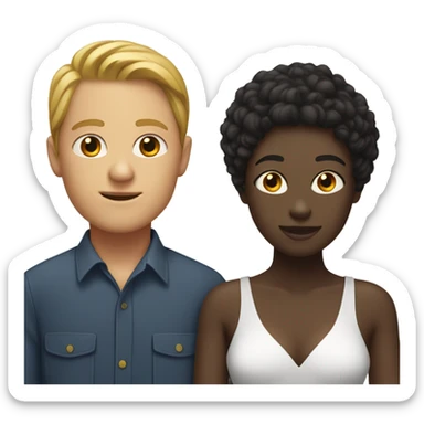 black man next to white woman behind 1 white boy and one mixed girl sticker