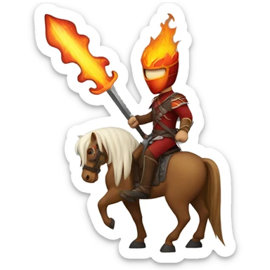 horseman with a flaming sword sticker