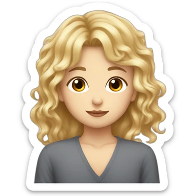 blonde wavy hair girl kissing japanese tan boy sticker