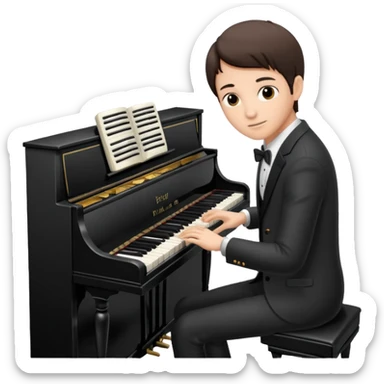 Practicing piano sticker
