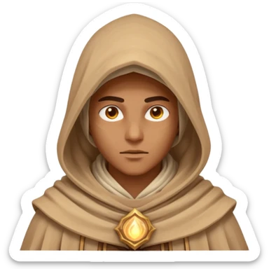 desert sand mage portrait, head and shoulders only, mystical hood, swirling sand aura, glowing eyes, fantasy vibe, 3D cartoon, mobile game icon style, clean background, no text, no watermark
 sticker