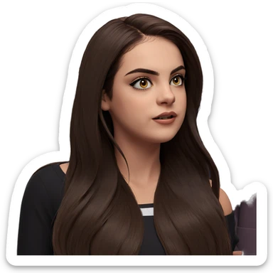 girl with long brown hair sticker