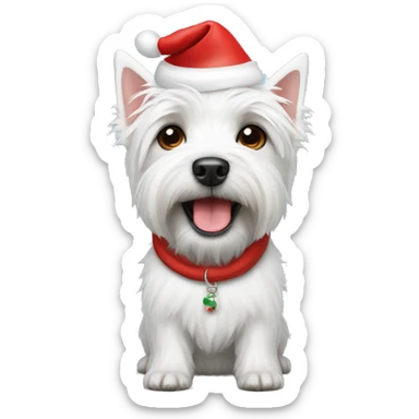 Westie dog with Santa hat sticker