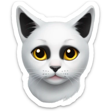White cat with black fur on ears and black spot around right eye sticker