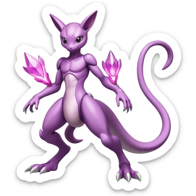 Anthro Sona Colorful Godly Celestial Shiny Mewtwo-Genesect-Palkia-Fakemon Fantasy Creature Full Body sticker