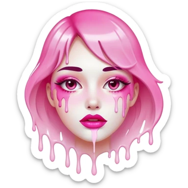White paint dripping from pink ombre glossy lips sticker