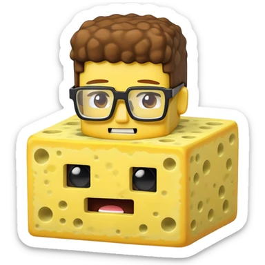 sponge with buck teeth and glasses wearing a Minecraft shirt sticker