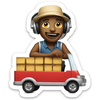 Trinidad man in an ad wagon playing music on loud speakers  sticker