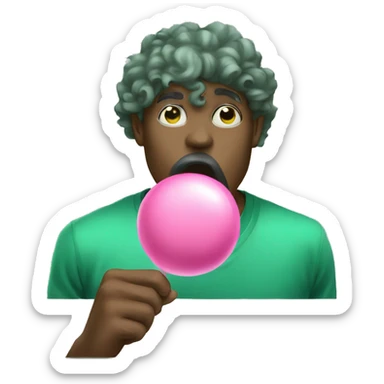 Blowing bubblegum green sticker