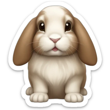 brown holland lop bunny (portrait, facing forward, iOS 17 style, happy) sticker