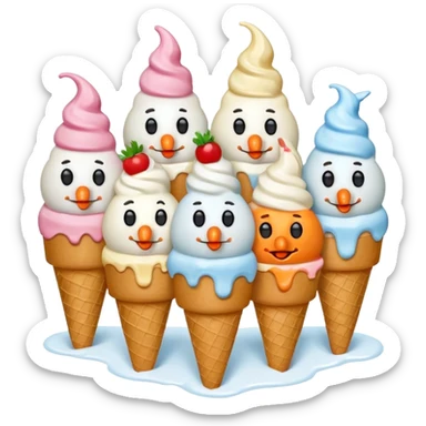 snowmen with  ice cream sticker