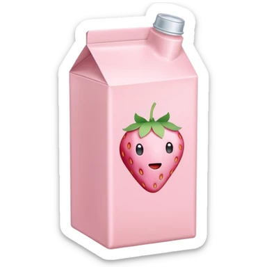 a pastel pink strawberry milk carton sticker