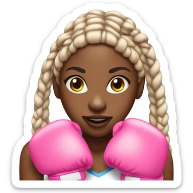 mad black girl with long box braids wearing pink boxing gloves sticker