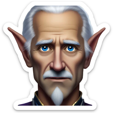 Night Elf Biden in Warcraft style, oil paint, mysterious eyes, intricate lips, masterpiece portrait, beautiful, desirable, logical sticker