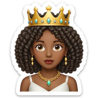 Una mujer negra rizada con una corona sticker