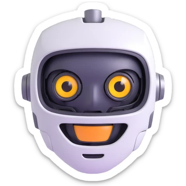 AI emoji, robot face, digital eyes, cheerful expression sticker