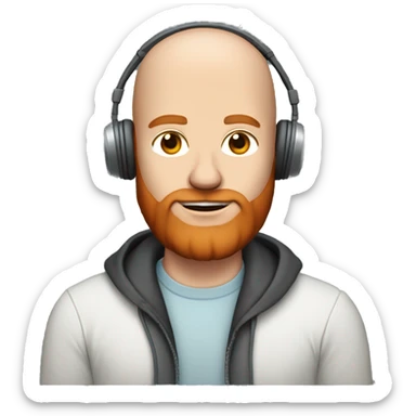 White guy, balding with a red beard 37 years old with headphones on  sticker
