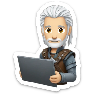 geralt of rivia holding a pc keyboard sticker