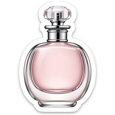 Delicate vintage light pink perfume bottle with silver details sticker