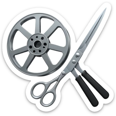 cutting film reel with scissors sticker