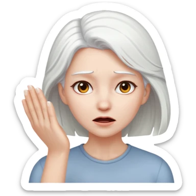 female white hair head slap
 sticker