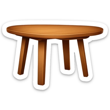 A simple, angled wooden table, with a warm medium-brown color, minimal shading, rounded edges, clean lines, on a plain white or transparent background, designed to be recognizable at small (emoji) sizes. sticker