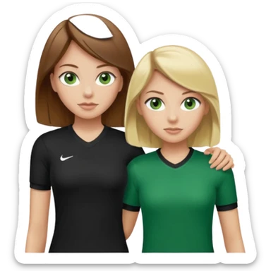 Maman cheveux marrons chemise noir et fille cheveux blond yeux verts tricot sport  sticker