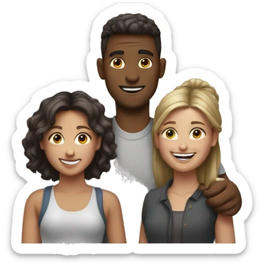 happy group of 2 girls 1 guy sticker