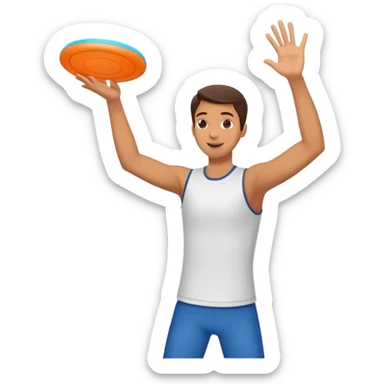 hands catching a flying frisbee, fun and dynamic sticker