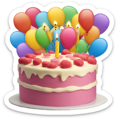 Happy birthday cake with balloons  sticker