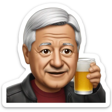 Andres Manuel Lopez Obrador drink beer sticker