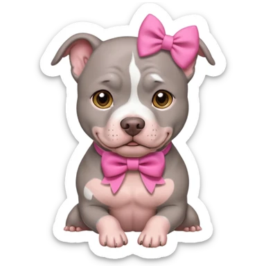 Gray Pitbull with a pink bow sticker