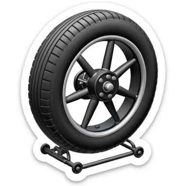 The aircraft's landing gear is one inflated, plump wheel with a strut, black in color, cartoon-style, isometric sticker
