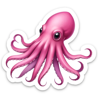 Squid zooms through the ocean, using ink to escape danger and outsmart its foes Pink Color sticker