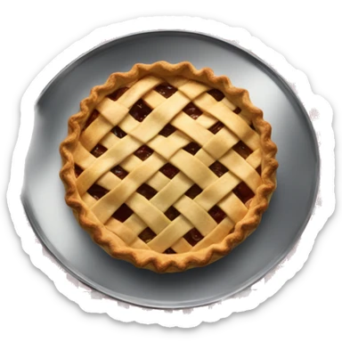 Apple pie on steel with a tablecloth sticker
