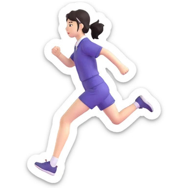 Japanese female high school student in PE uniform running on track sticker
