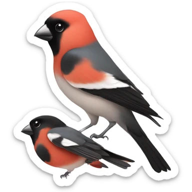 Bullfinch aduld and babies sticker