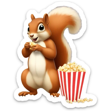 I want a picture of a squirrel squirrel eating popcorn title Mr squirrel sticker