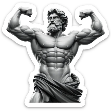 muscular male figure in monochrome sticker