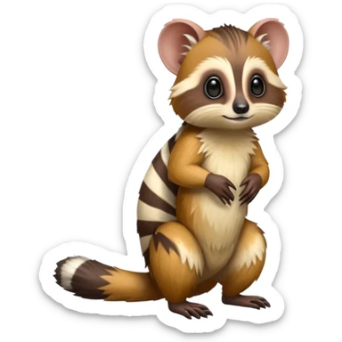 Colorful shiny hyper-realistic cute smooth soft fuzzy Tamarin-Numbat-hybrid (full body) sticker