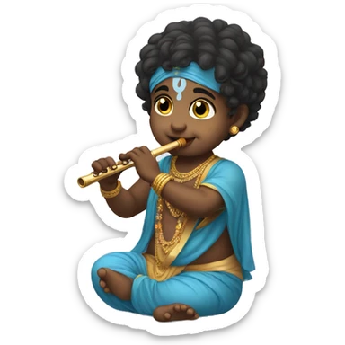 Cute little baby krishna with flute emoji sticker