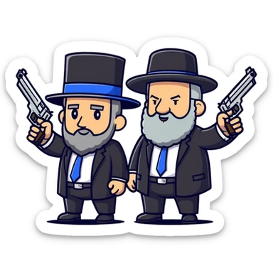 US president shooting guns with Israeli rabbi sticker