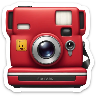 red polaroid camera with a bow sticker