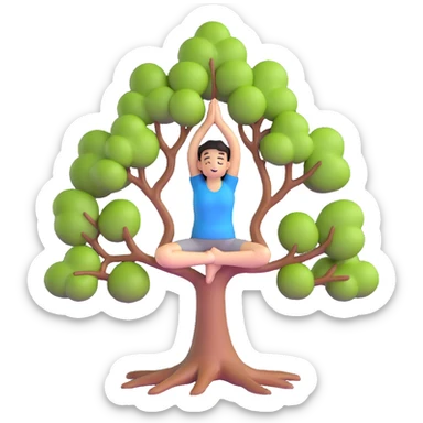 person in tree pose yoga sticker