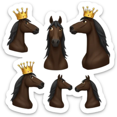 dark brown conceited horse with crown sticker