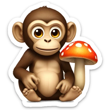 monkey with a mushroom sticker