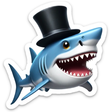Shark with a top hat sticker