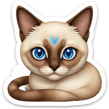 A siamese cat with blue eyes, laying down sticker