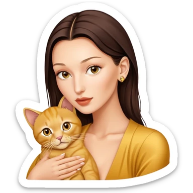 Bella Hadid with one baby golden cat  sticker
