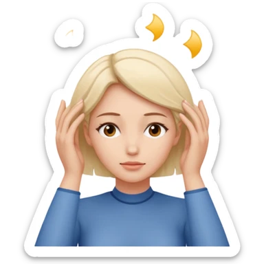 woman touching her own head with both hands expanding mind sticker